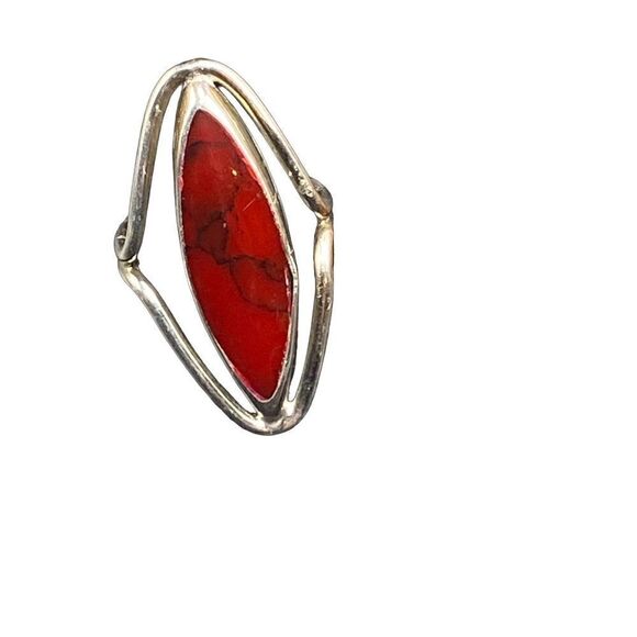 ATI Vintage Sterling silver 925 oval elongated red jasper ring Mexico - Picture 4 of 12